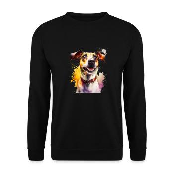 Jack Russel Hund Aquarell | Cooles Motiv - Unisex Pullover - Schwarz - Vorne - Alina (178cm) & Michal (187cm)