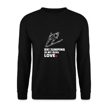 I love ski jumping - Unisex Sweatshirt - black - Front - Alina (178cm) & Michal (187cm)