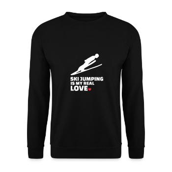 Ich Liebe Skisprung - Unisex Pullover - Schwarz - Vorne - Alina (178cm) & Michal (187cm)
