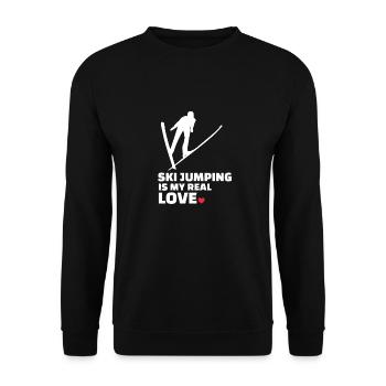 I love ski jumping - Unisex Sweatshirt - black - Front - Alina (178cm) & Michal (187cm)
