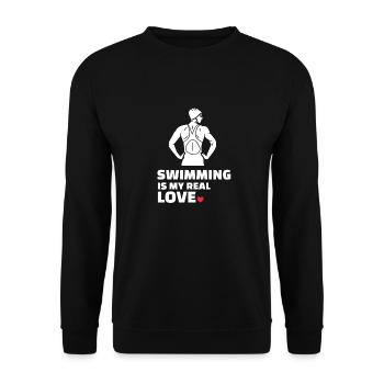 Ich Liebe Schwimmen - Unisex Pullover - Schwarz - Vorne - Alina (178cm) & Michal (187cm)
