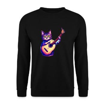 Guitarist Domestic Cat Cat Guitar Cat Kitten - Unisex Sweatshirt - black - Front - Alina (178cm) & Michal (187cm)