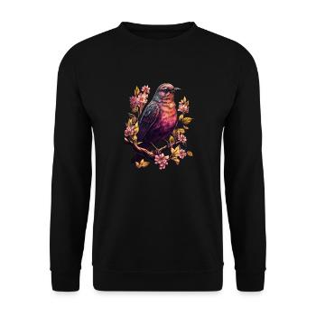 Frühling Sonne Vogel Blüten - Unisex Pullover - Schwarz - Vorne - Alina (178cm) & Michal (187cm)