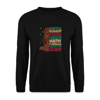 African American Afro Heritage Girl Quote - Unisex Sweatshirt - black - Front - Alina (178cm) & Michal (187cm)
