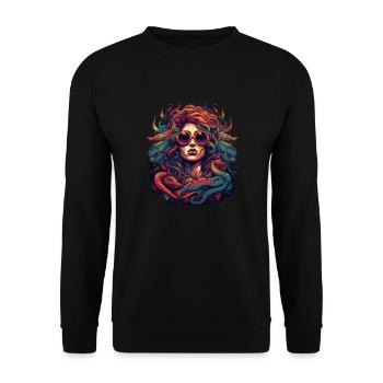 Cool Medusa tête serpents cheveux grandes couleurs - Sweat-shirt Unisexe - noir - Devant - Alina (178cm) & Michal (187cm)