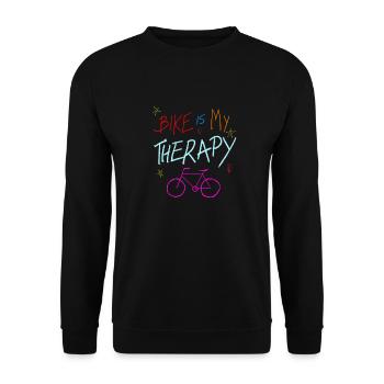 Fahrrad ist meine Therapie - Unisex Pullover - Schwarz - Vorne - Alina (178cm) & Michal (187cm)