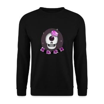 Crâne avec Rose, Diamant en T-shirt Rose & Plus - Sweat-shirt Unisexe - noir - Devant - Alina (178cm) & Michal (187cm)