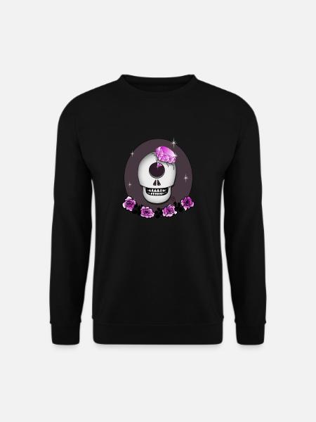 Crâne avec Rose, Diamant en T-shirt Rose & Plus - Sweat-shirt Unisexe - noir