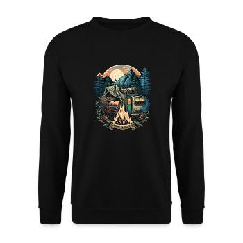 Ein Leben ohne Camping ist möglich aber sinnlos - Unisex Pullover - Schwarz - Vorne - Alina (178cm) & Michal (187cm)