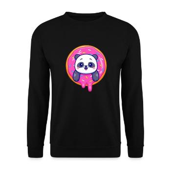 Cute panda baby and a cute dounate - Unisex Sweatshirt - black - Front - Alina (178cm) & Michal (187cm)