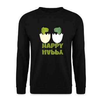Dinos heureux - Sweat-shirt Unisexe - noir - Devant - Alina (178cm) & Michal (187cm)