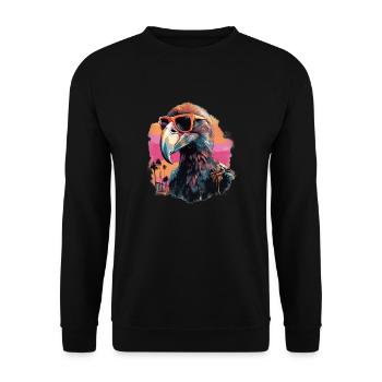 Flügel des Westens: California Condor Streetwear - Unisex Pullover - Schwarz - Vorne - Alina (178cm) & Michal (187cm)