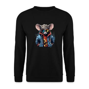 Urbanes Nagetier: Straßentaugliche Maus-Vibes - Unisex Pullover - Schwarz - Vorne - Alina (178cm) & Michal (187cm)