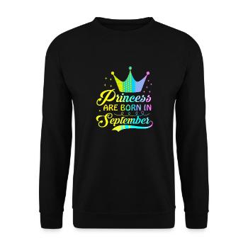 birthday happy september born in funny party queen - Unisex Sweatshirt - black - Front - Alina (178cm) & Michal (187cm)
