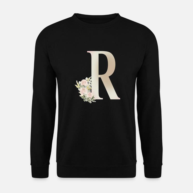 Lettre R avec fleurs - Sweat-shirt Unisexe - noir
