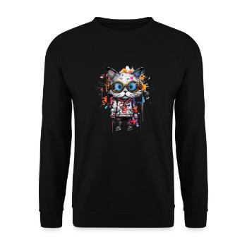 L’art miaou : un mélange parfait d’urbain et de style - Sweat-shirt Unisexe - noir - Devant - Alina (178cm) & Michal (187cm)