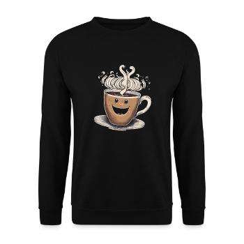 Kaffeebecher - Unisex Pullover - Schwarz - Vorne - Alina (178cm) & Michal (187cm)