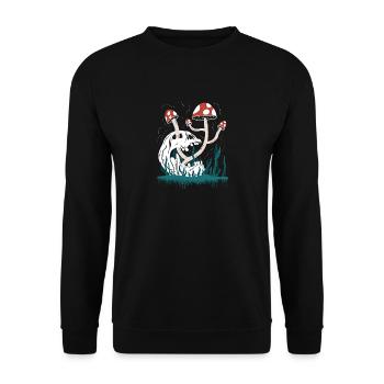 Skull and mushrooms - Unisex Sweatshirt - black - Front - Alina (178cm) & Michal (187cm)