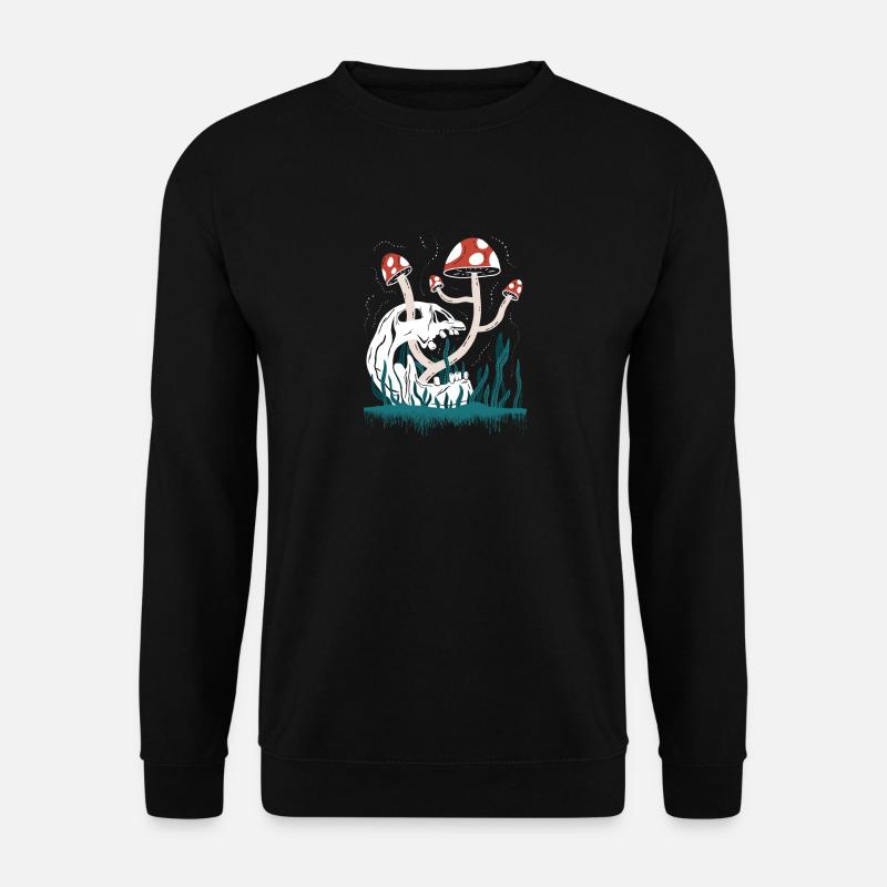 Totenkopf und Pilze - Unisex Pullover - Schwarz