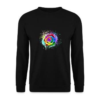 Rosenblüte farbenfroh auffällig schön - Unisex Pullover - Schwarz - Vorne - Alina (178cm) & Michal (187cm)