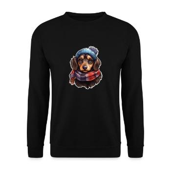Dachshund Dachshund in winter - Unisex Sweatshirt - black - Front - Alina (178cm) & Michal (187cm)