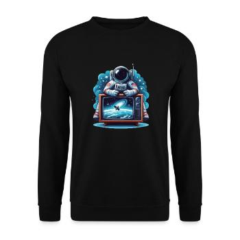 Astronaute devant la télévision cadeau de l’espace extra-atmosphérique - Sweat-shirt Unisexe - noir - Devant - Alina (178cm) & Michal (187cm)