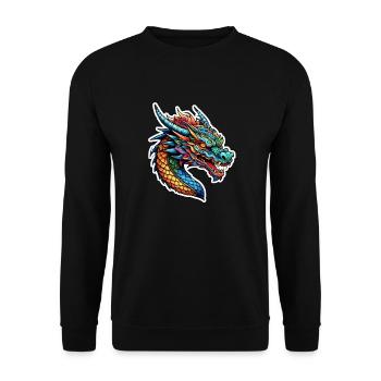 Asiatischer Drache - Japan - Chinesisch - Unisex Pullover - Schwarz - Vorne - Alina (178cm) & Michal (187cm)
