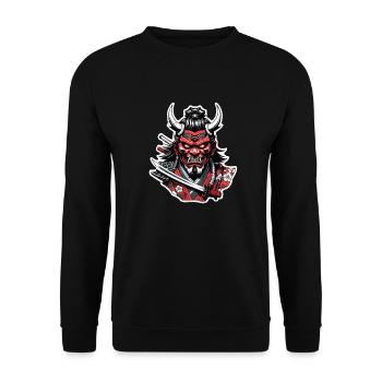 Samurai Warrior - Japan - Demon - Unisex Sweatshirt - black - Front - Alina (178cm) & Michal (187cm)