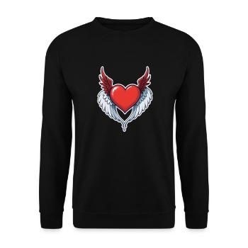 coeur rouge avec des ailes - Sweat-shirt Unisexe - noir - Devant - Alina (178cm) & Michal (187cm)