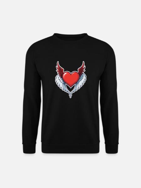 Red Heart with Wings - Unisex Sweatshirt - black
