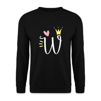 Letter W Initial Letter Crown - Unisex Sweatshirt - black - Front - Alina (178cm) & Michal (187cm)
