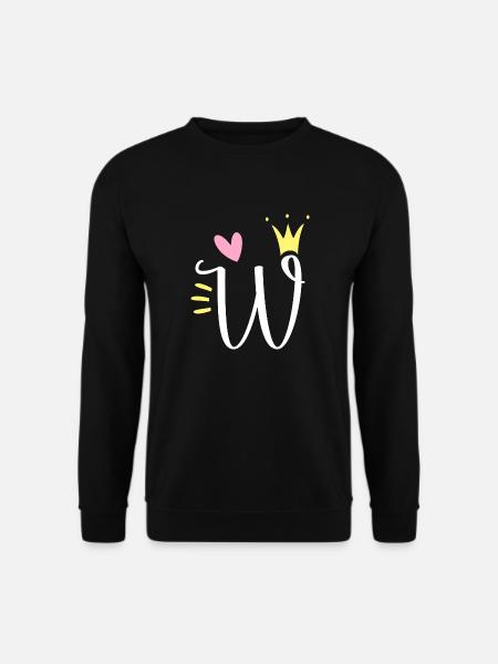 Letter W Initial Letter Crown - Unisex Sweatshirt - black