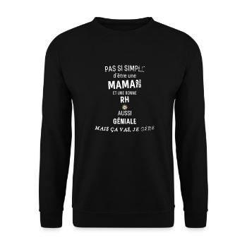 Maman Rh - Sweat-shirt Unisexe - noir - Devant - Alina (178cm) & Michal (187cm)