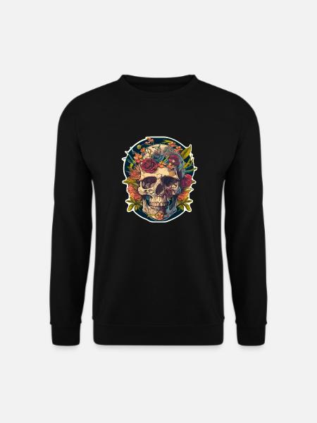 Human Skull & Flowers 18 - Unisex Sweatshirt - black