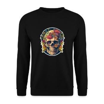 Crâne humain et fleurs 24 - Sweat-shirt Unisexe - noir - Devant - Alina (178cm) & Michal (187cm)