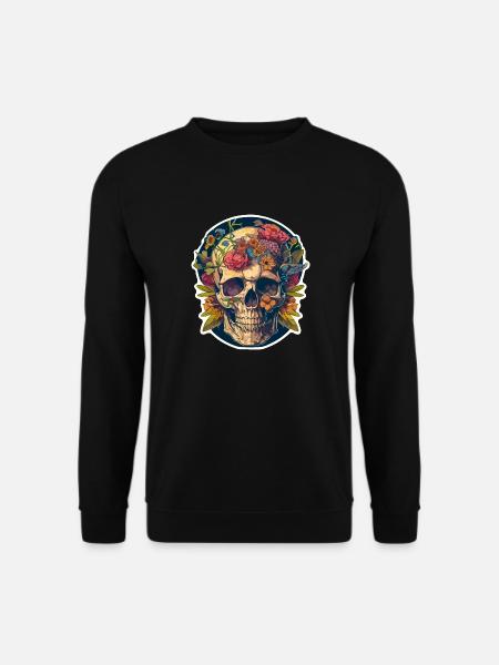 Human Skull & Flowers 24 - Unisex Sweatshirt - black