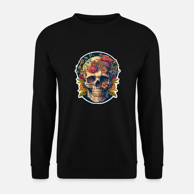 Human Skull & Flowers 24 - Unisex Sweatshirt - black