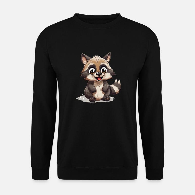 Waschbär Logo Niedlicher Waschbär - Unisex Pullover - Schwarz