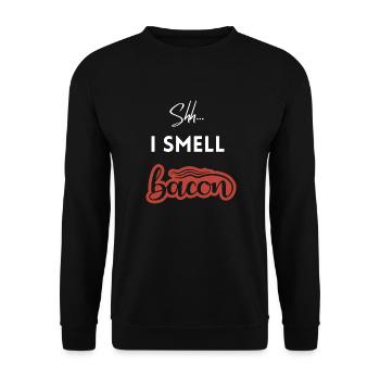 Pssst, ich rieche Speck - Unisex Pullover - Schwarz - Vorne - Alina (178cm) & Michal (187cm)