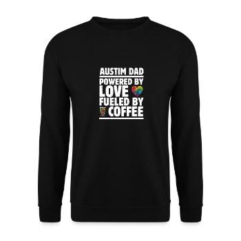 Austism Dad Powered by Love, Fueled by Coffee - Unisex Sweatshirt - black - Front - Alina (178cm) & Michal (187cm)