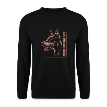 Doberman pinscher, dog head, drawing rose gold - Unisex Sweatshirt - black - Front - Alina (178cm) & Michal (187cm)
