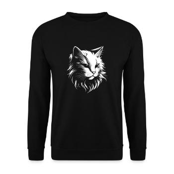 Cat, Cat Motif, Cat Face - Unisex Sweatshirt - black - Front - Alina (178cm) & Michal (187cm)