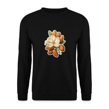 Les amandes encadrent une fleur d’amandier - Sweat-shirt Unisexe - noir - Devant - Alina (178cm) & Michal (187cm)