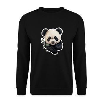 Panda chews on eucalyptus branch - Unisex Sweatshirt - black - Front - Alina (178cm) & Michal (187cm)