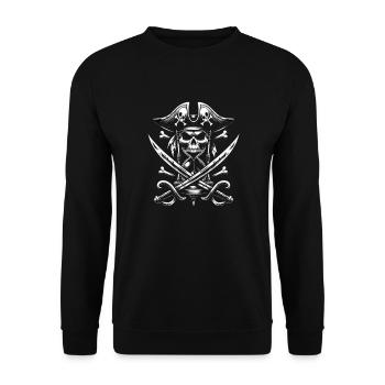 Roberts Unzerbrechliche Piratenflagge - Unisex Pullover - Schwarz - Vorne - Alina (178cm) & Michal (187cm)