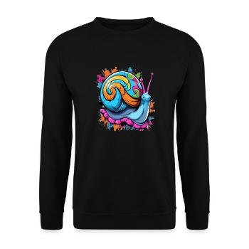 Partyschnecke bunte Weinbergschnecke - Unisex Pullover - Schwarz - Vorne - Alina (178cm) & Michal (187cm)