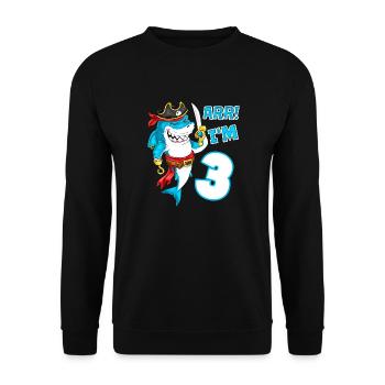3rd Birthday Shark Pirate Boys Kids - Unisex Sweatshirt - black - Front - Alina (178cm) & Michal (187cm)