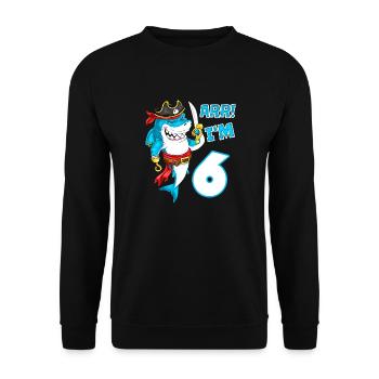 6e anniversaire Shark Pirate Boys Kids - Sweat-shirt Unisexe - noir - Devant - Alina (178cm) & Michal (187cm)