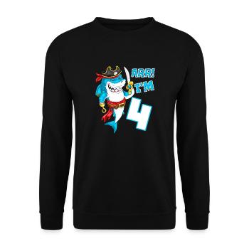 4th Birthday Shark Pirate Boys Kids - Unisex Sweatshirt - black - Front - Alina (178cm) & Michal (187cm)