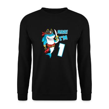 1er anniversaire Shark Pirate Boys Kids - Sweat-shirt Unisexe - noir - Devant - Alina (178cm) & Michal (187cm)